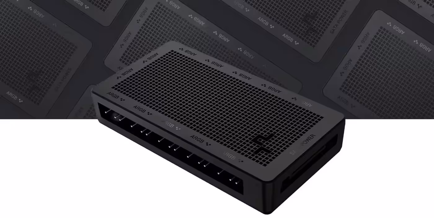 DeepCool SC700 A-RGB fan hub showing its twelve 3-pin ARGB ports