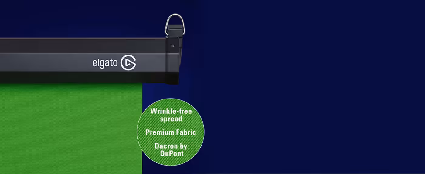 Close view of the wrinkle-free Dacron chroma green fabric on the Green Screen MT