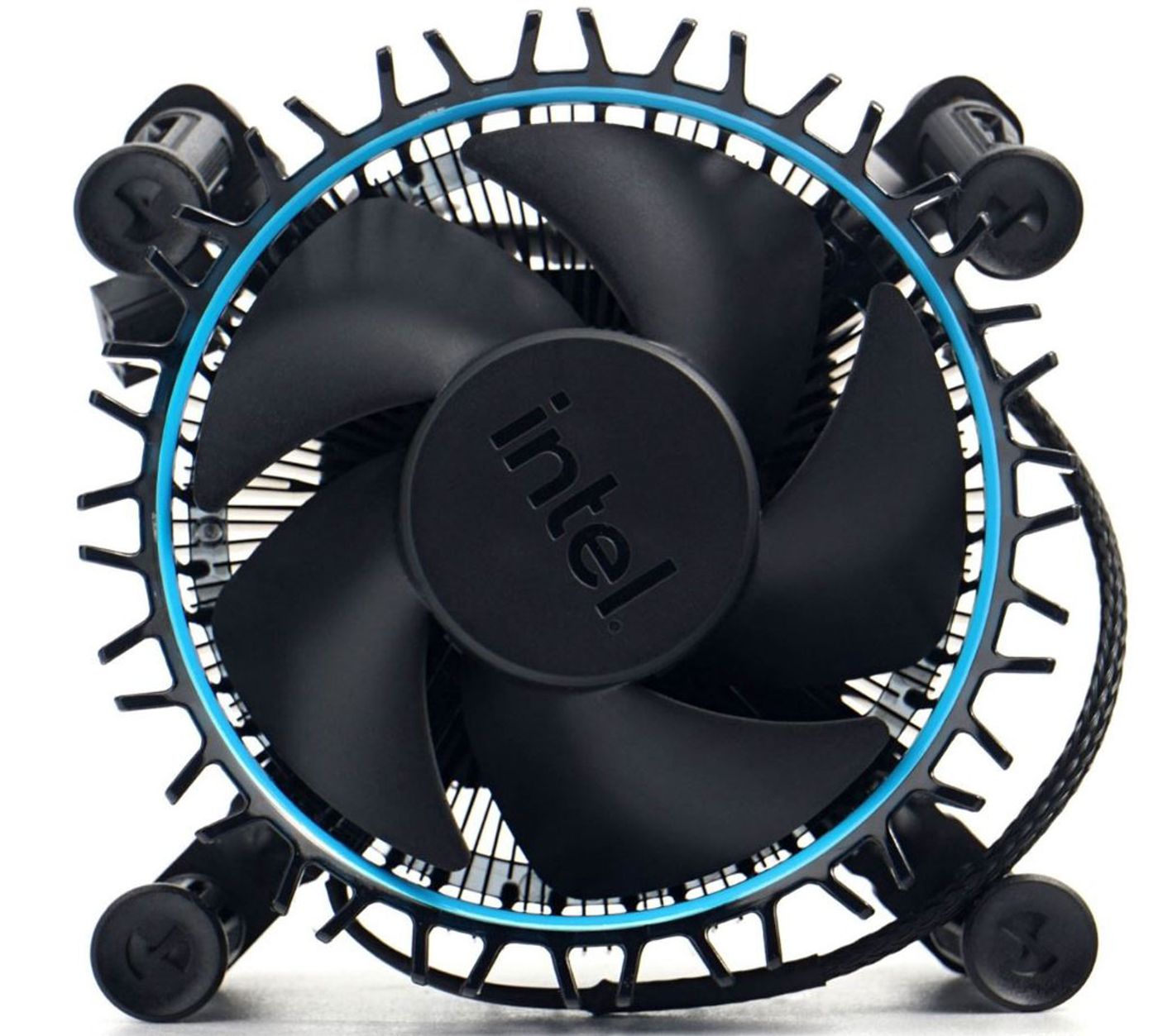 Side profile of the Intel Laminar RM1 CPU cooler showing its compact height