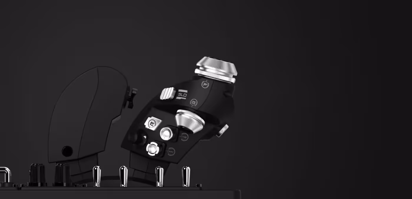 X56 stick and throttle arranged for a space simulation flight setup