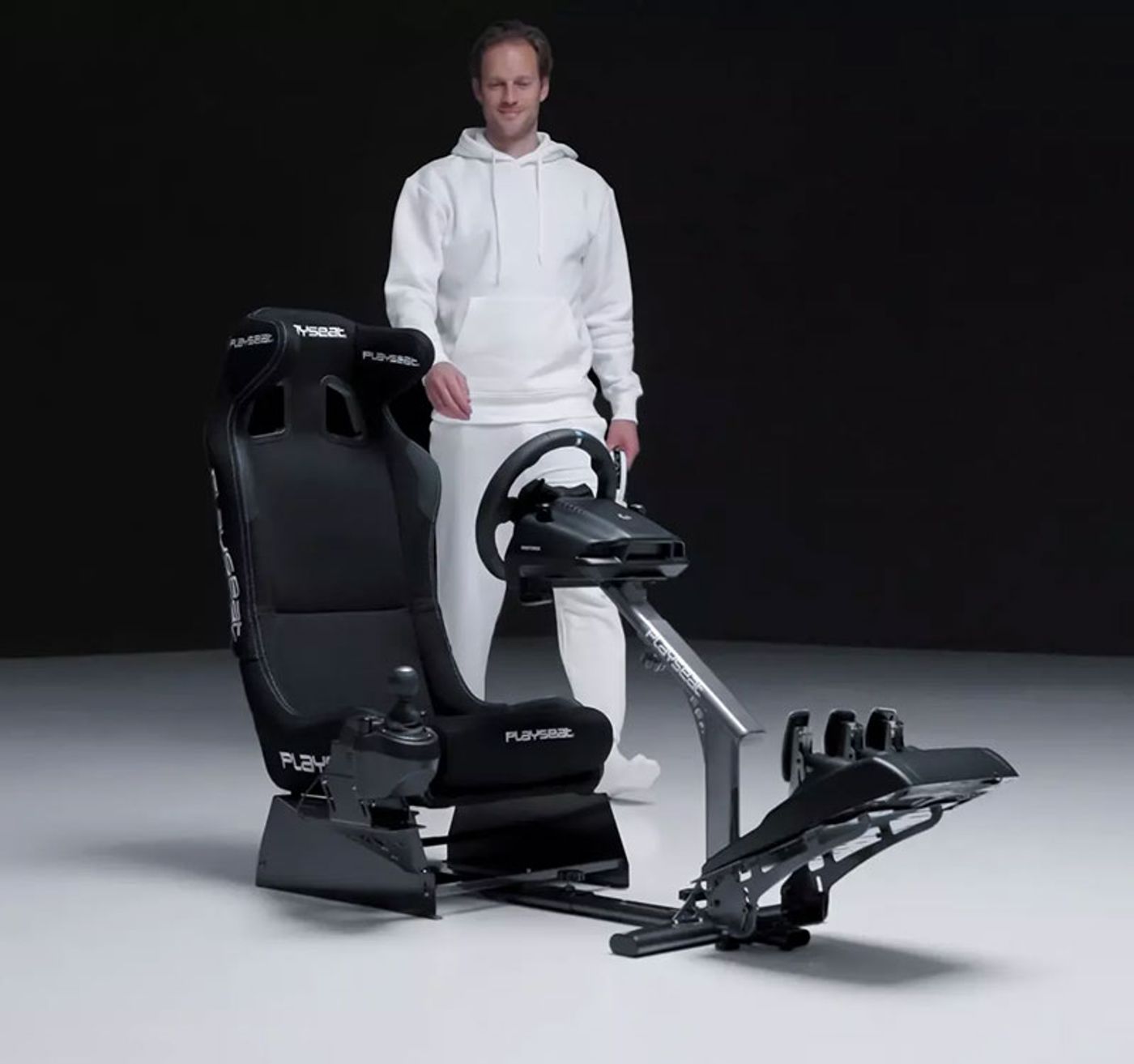 Playseat Evolution Pro Actifit gaming chair in black shown from the side