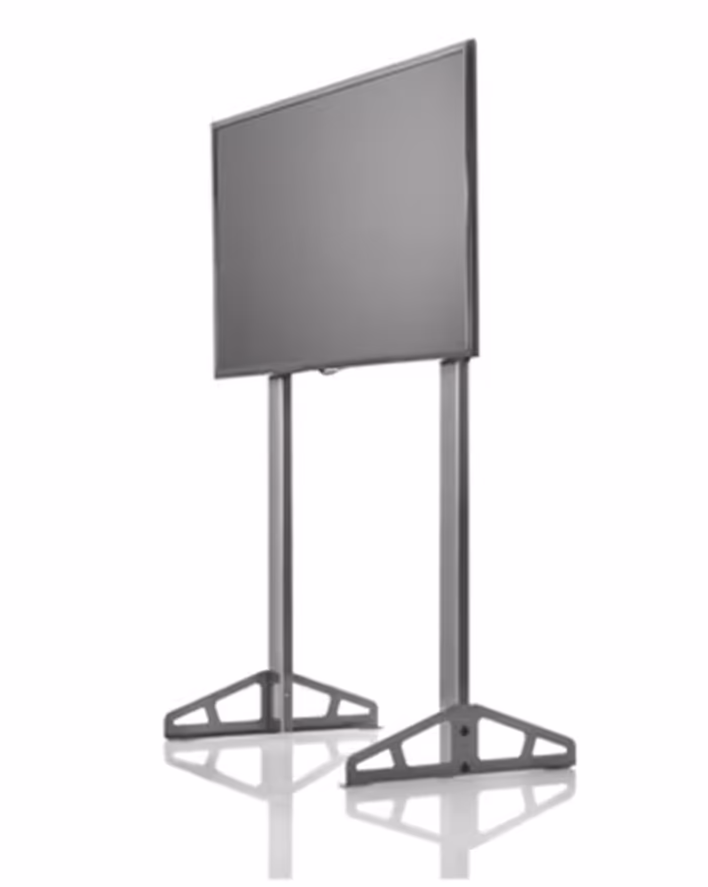 Playseat TV Stand Pro with its metallic gray frame holding a large display