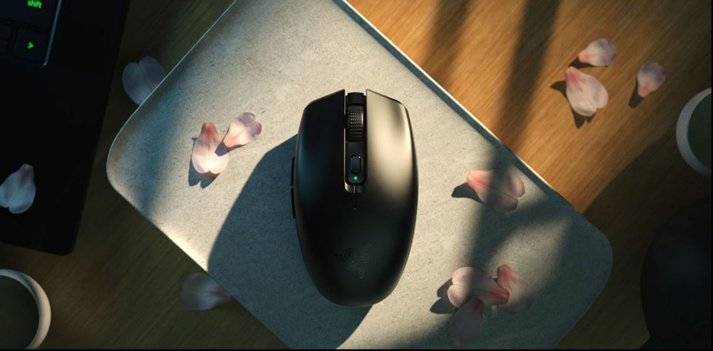 Razer Orochi V2 wireless gaming mouse featuring a sleek and aerodynamic design