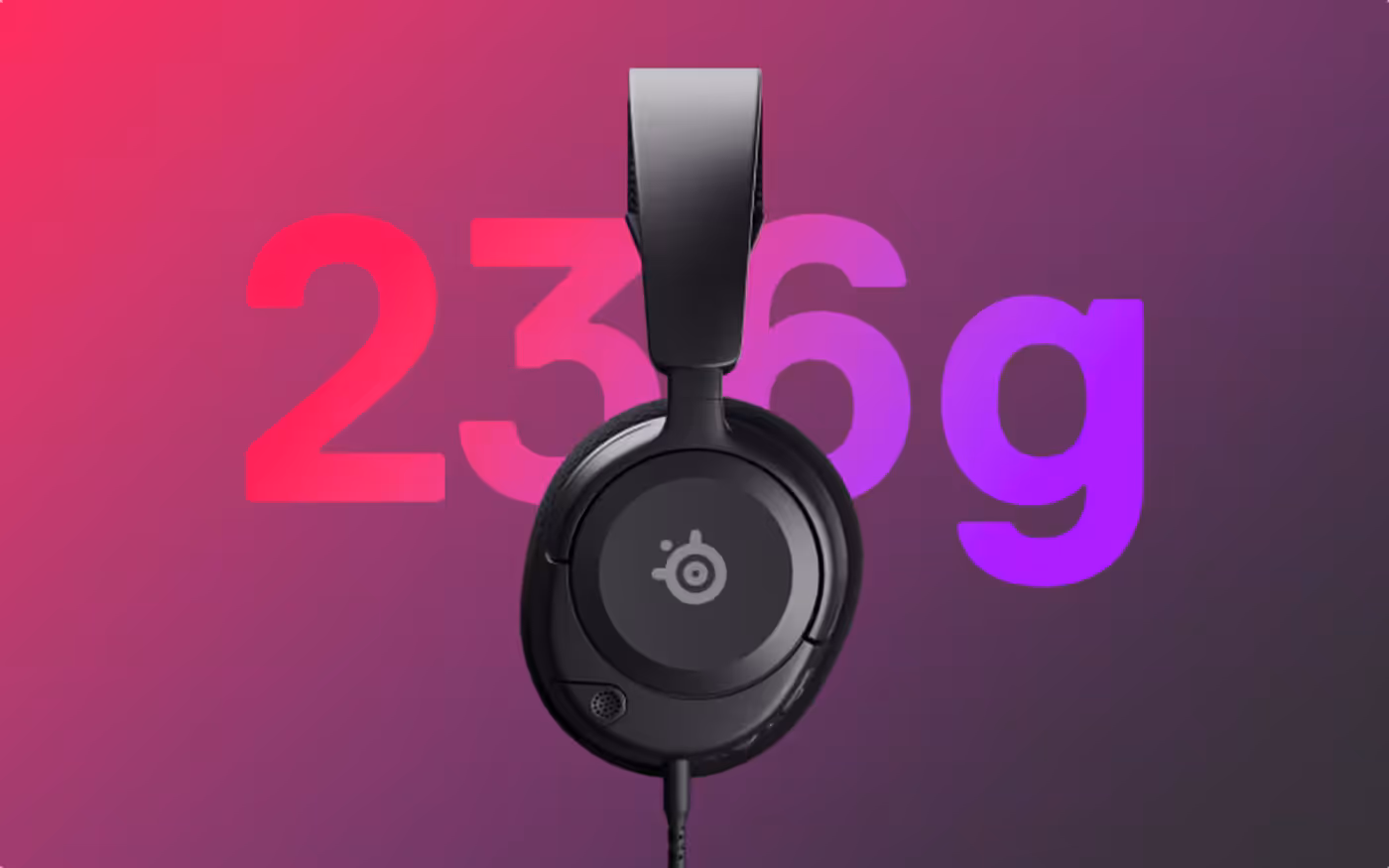 Slim lightweight profile of the 236g Arctis Nova 1 headset