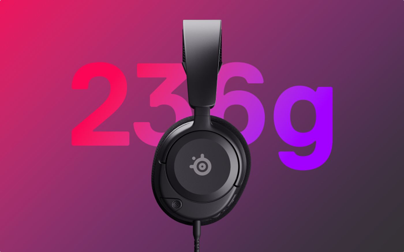 Slim 236g profile of the Arctis Nova 1P headset