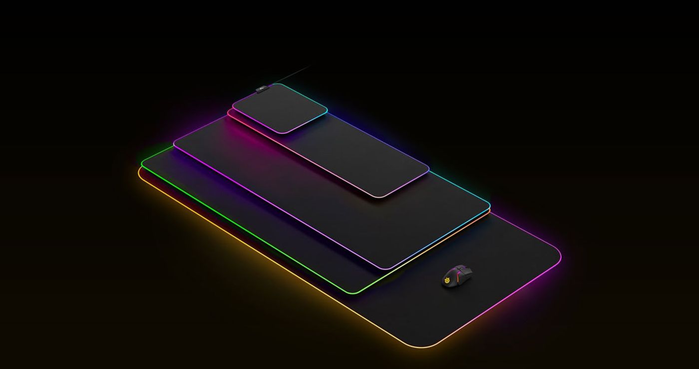Steelseries QCK Prism Cloth Gaming Mousepad displaying expanded desktop coverage