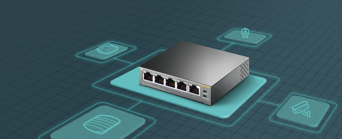 TP-LINK TL SG1005P 5 Port Gigabit Desktop Switch - High-Speed