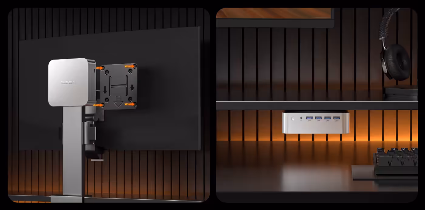 VESA mount compatibility for clutter-free workstation setup