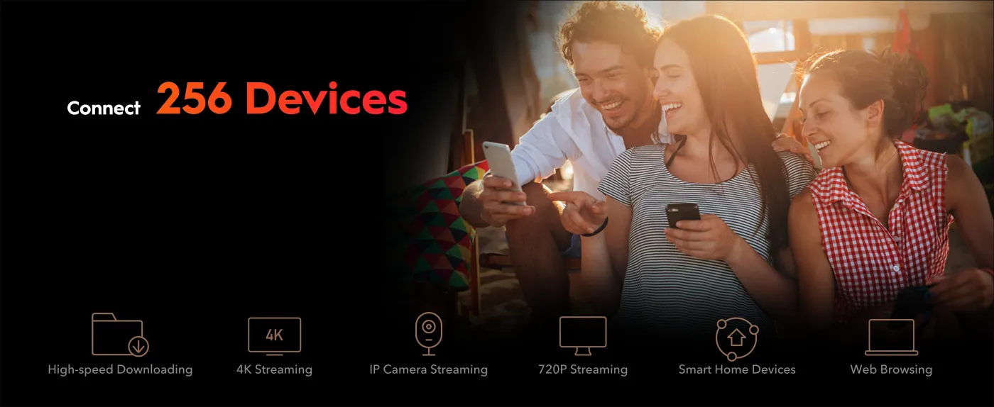 Family and IoT devices connected using DL/UL OFDMA and MU-MIMO
