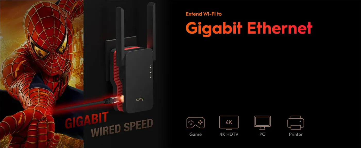 Gigabit Ethernet port used to share wired internet or create Wi‑Fi hotspot