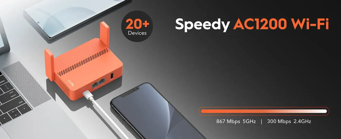 Cudy TR1200 router providing high-speed Wi-Fi with 128MB RAM for multiple devices