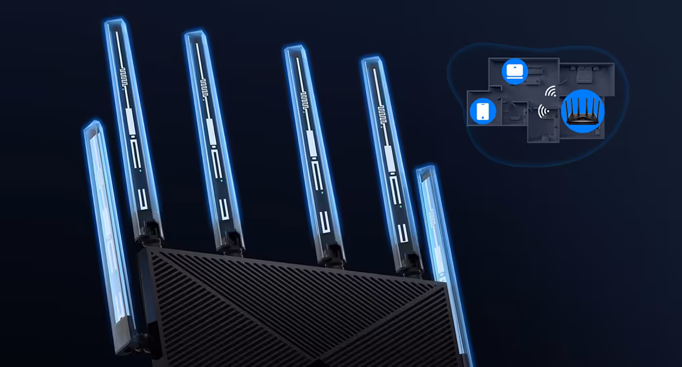 High-gain antennas providing optimal Wi-Fi signal range and stability
