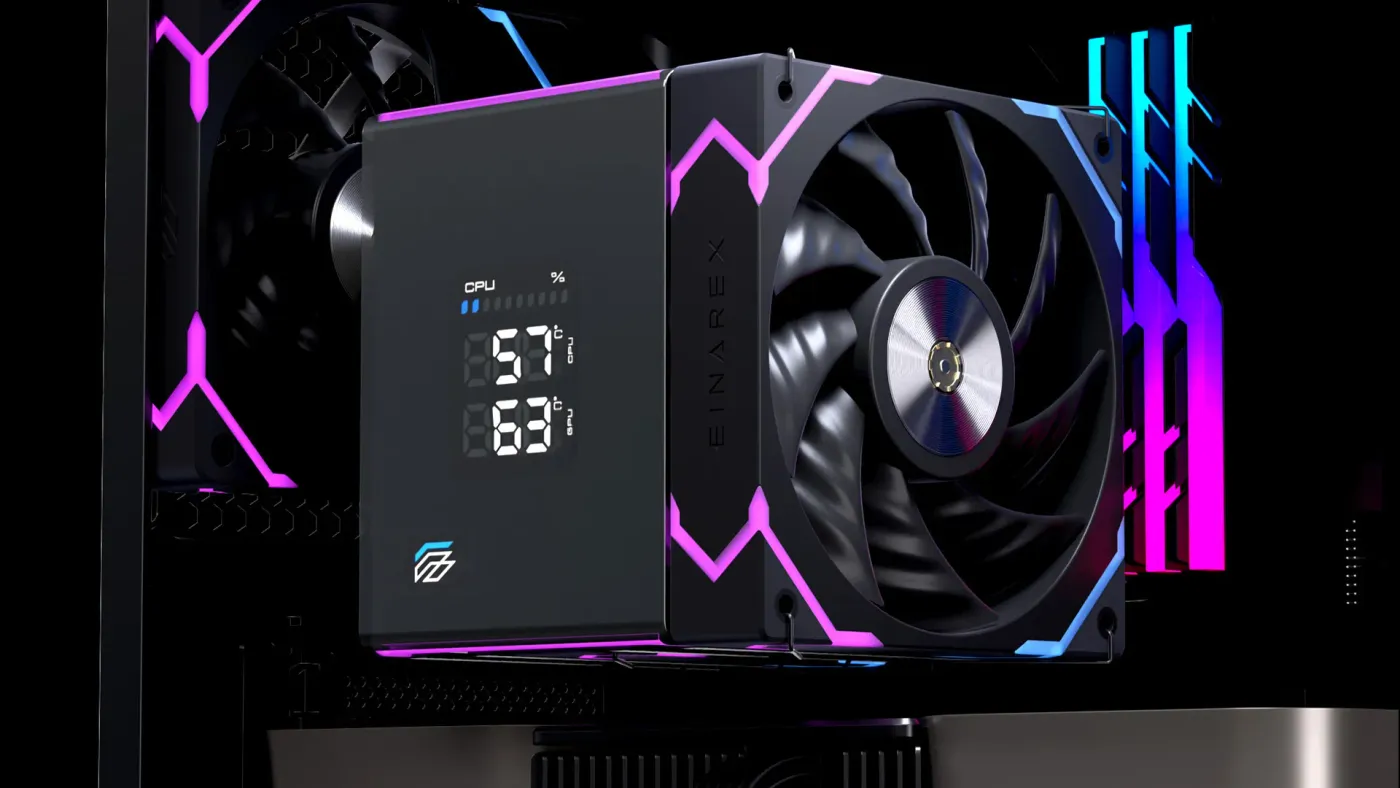 GLIDE G300 cooler LCD screen displaying cooling performance in real-time
