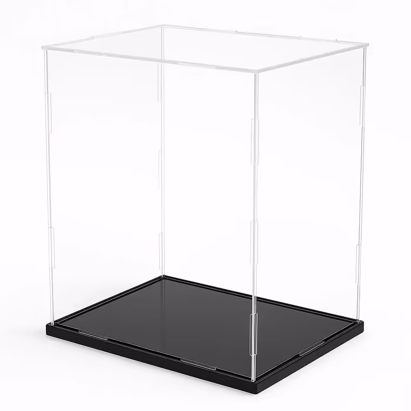 Acrylic display box panels laid out ready for tool-free assembly