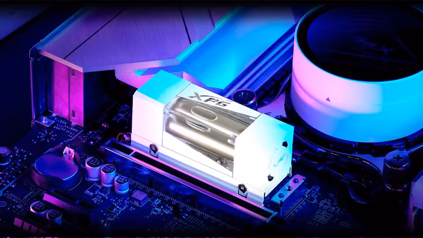 Adata Mars 980 Storm PCIe Gen 5 NVMe SSD with its cooling assembly fitted