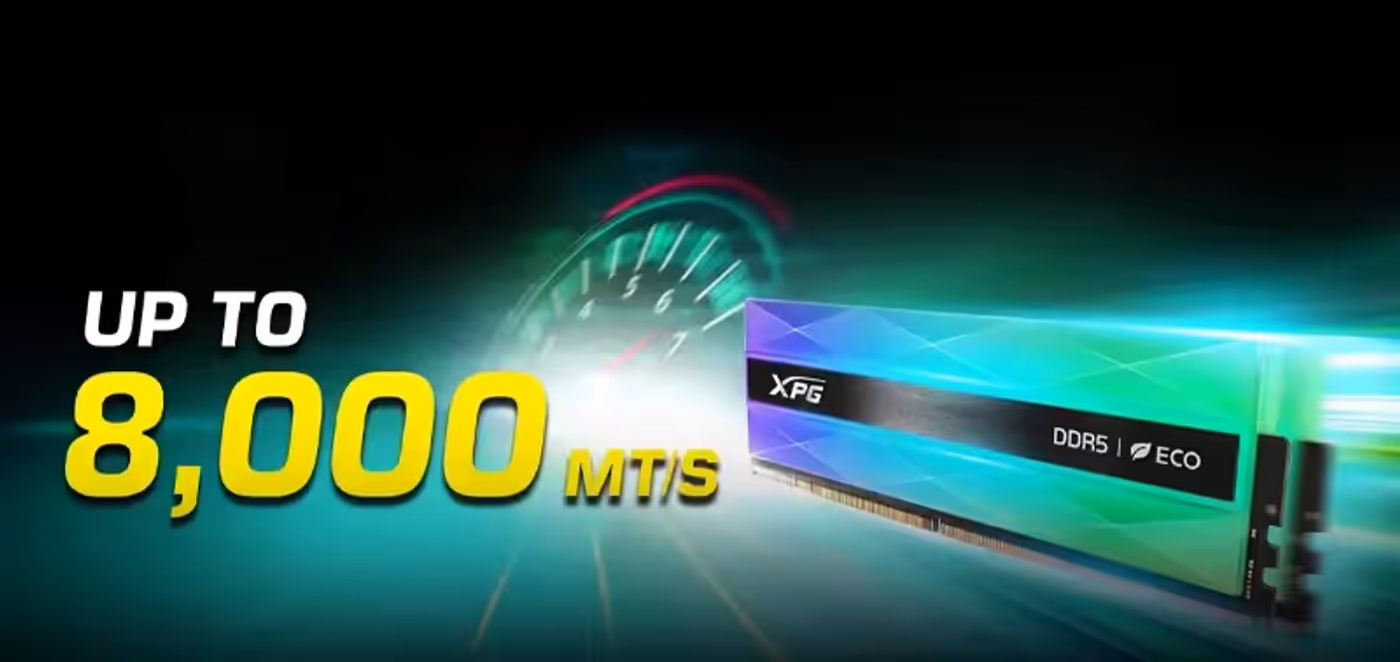 High-speed DDR5 RAM supporting up to 8000MT/s overclocking performance