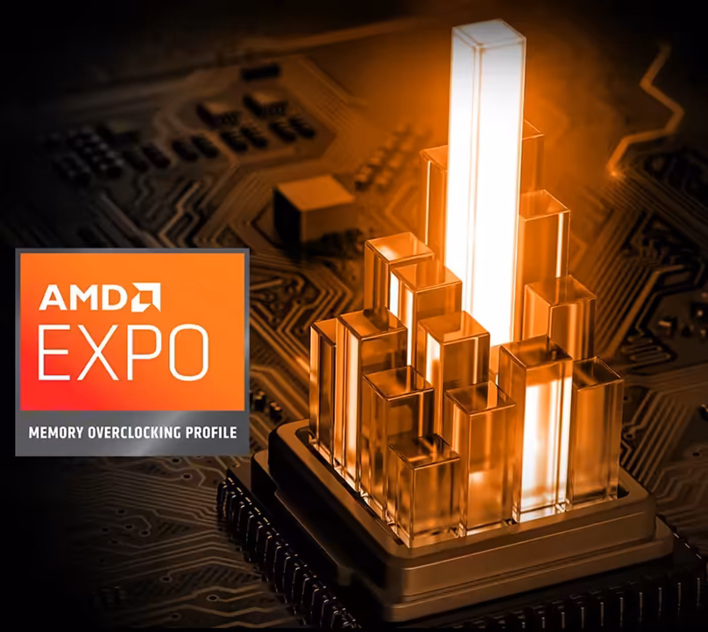 DDR5 RAM memory module demonstrating support for AMD EXPO overclocking profiles