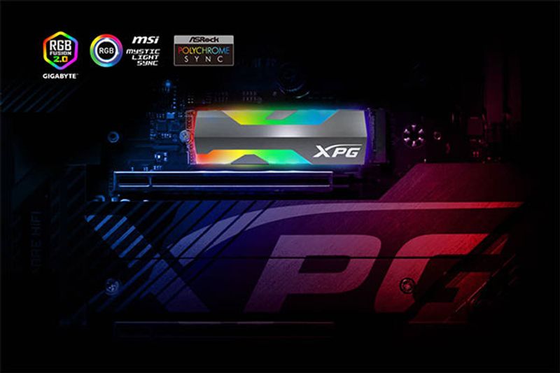 Side view showcasing the RGB lighting of ADATA XPG SPECTRIX S20G