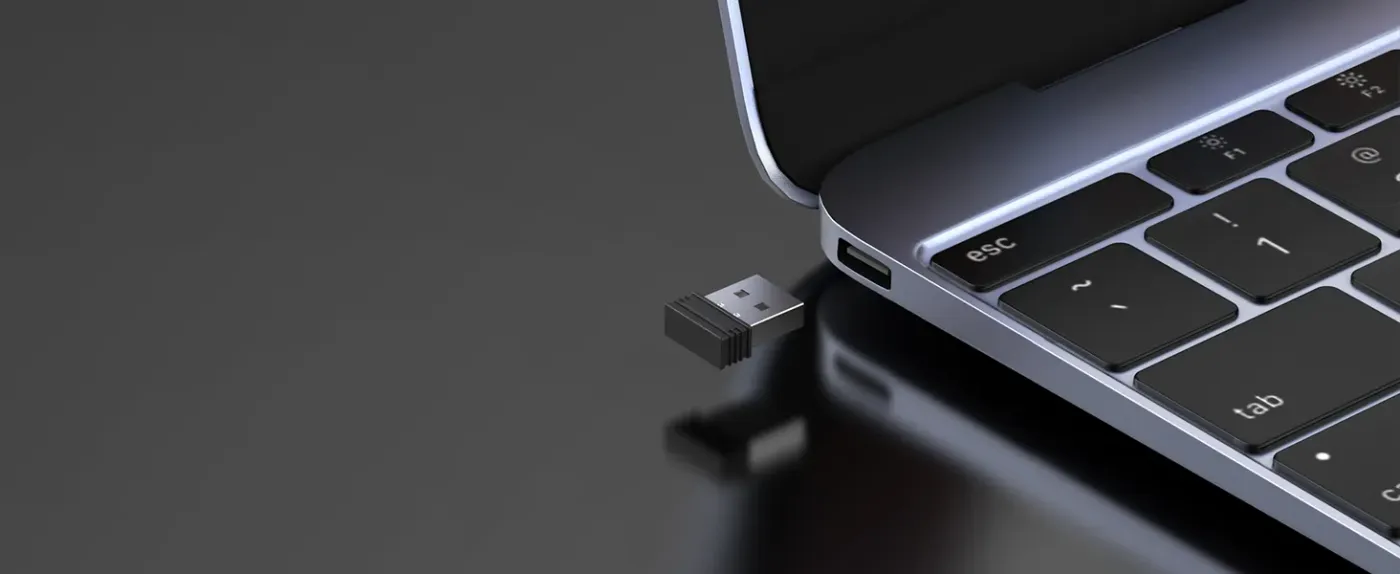 Wireless keyboard and mouse utilizing a single USB nano receiver for connection