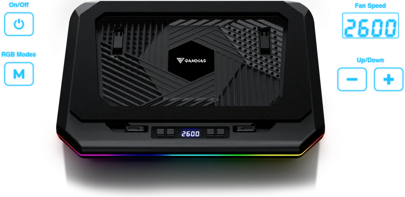 User-friendly operation panel for controlling fan speeds and RGB lighting modes