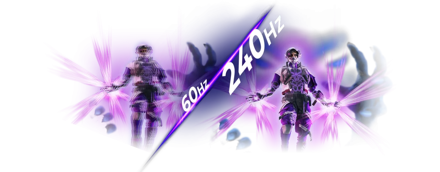 Gaming monitor highlighting the benefit of a 240Hz refresh rate in motion