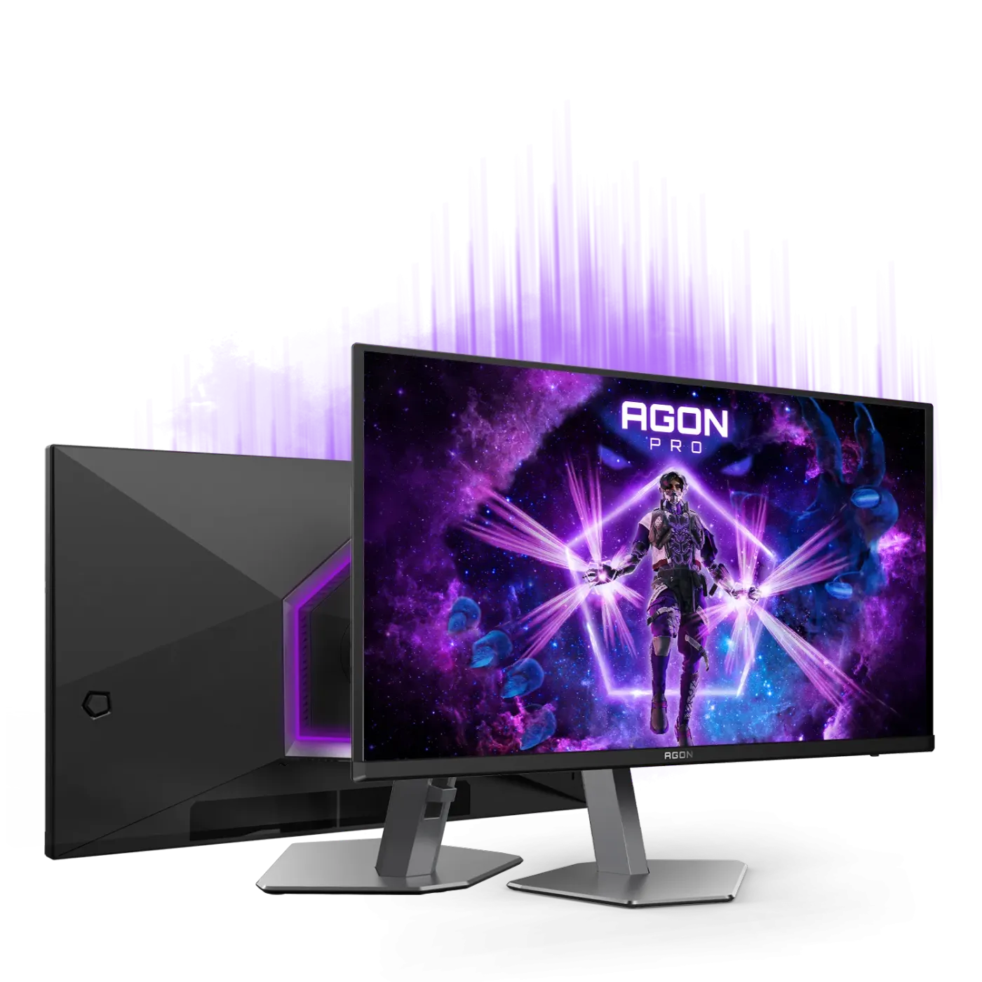 Gaming monitor stand showing vertical adjustment capability for user comfort