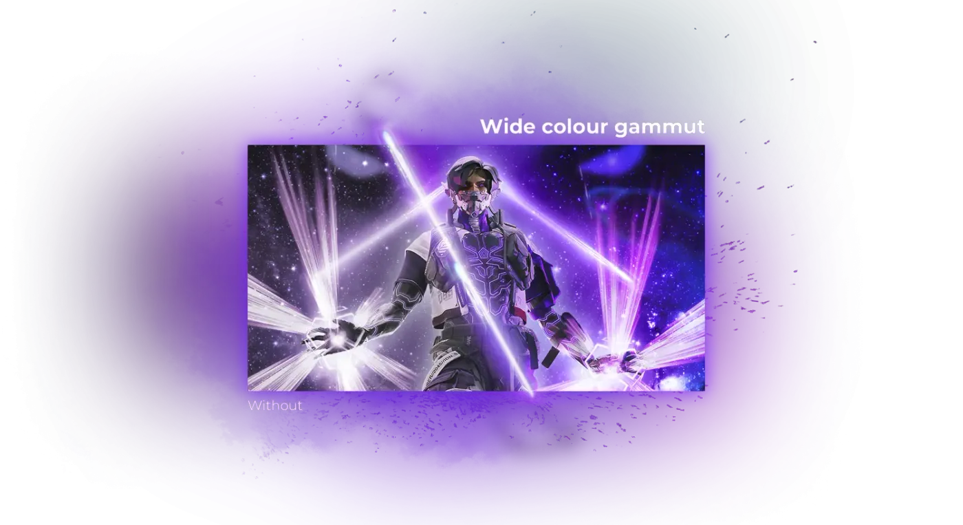 Graphic illustrating the rich colors provided by Wide Colour Gamut technology
