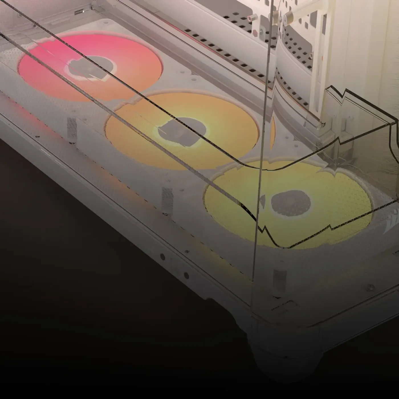 Reverse-rotor ARGB fans displaying vibrant RGB lighting with unobstructed view