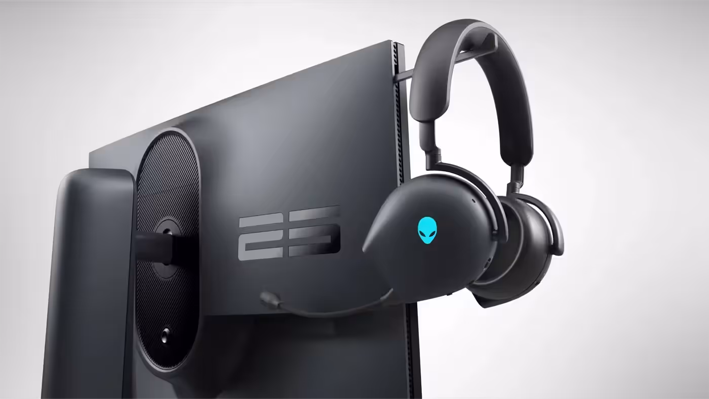 Retractable headset hanger extended from the side of the AW2524HF
