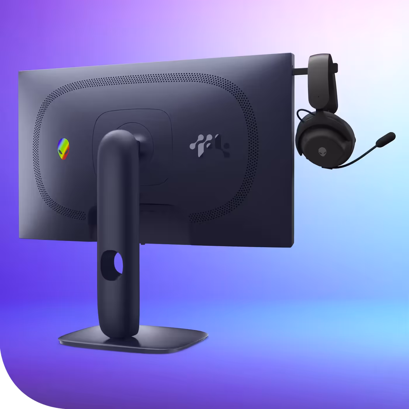 Monitor featuring retractable hanger for convenient headset storage