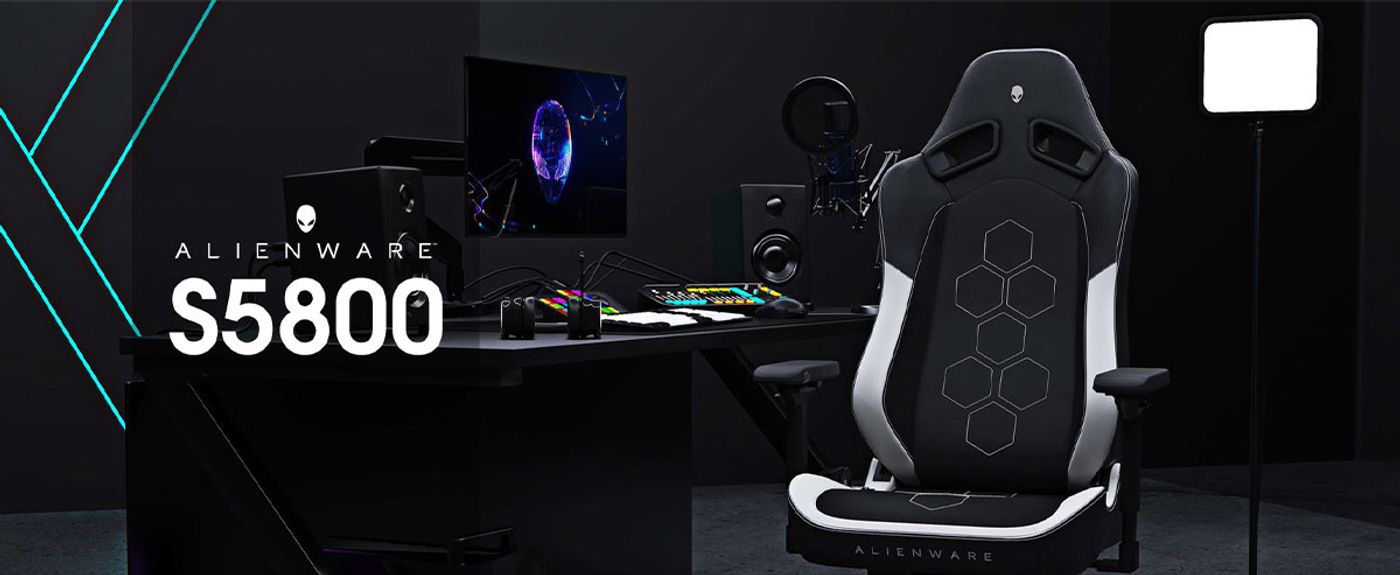 Vertagear Alienware S5800 ergonomic gaming chair in its Black-White finish