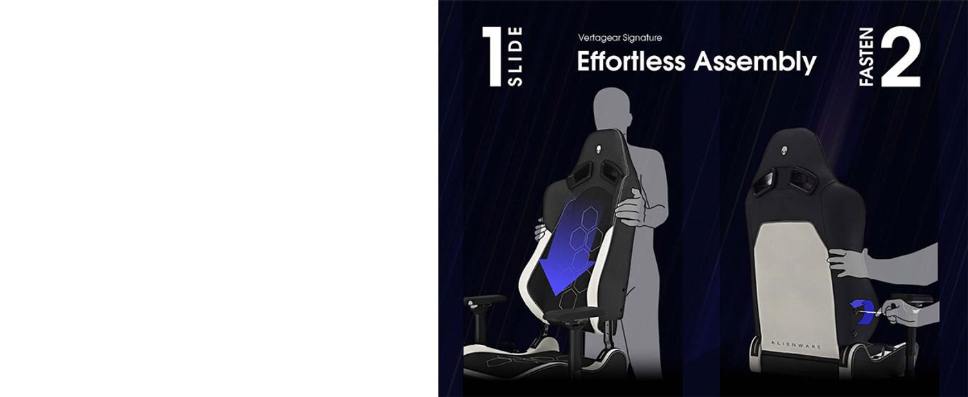 Slide-in backrest mount on the Vertagear Alienware S5800 during assembly