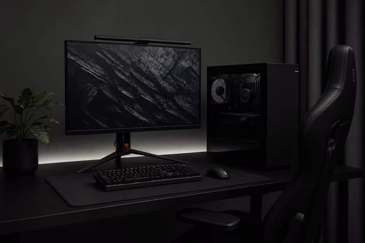 All Black Stealth Gaming Setup