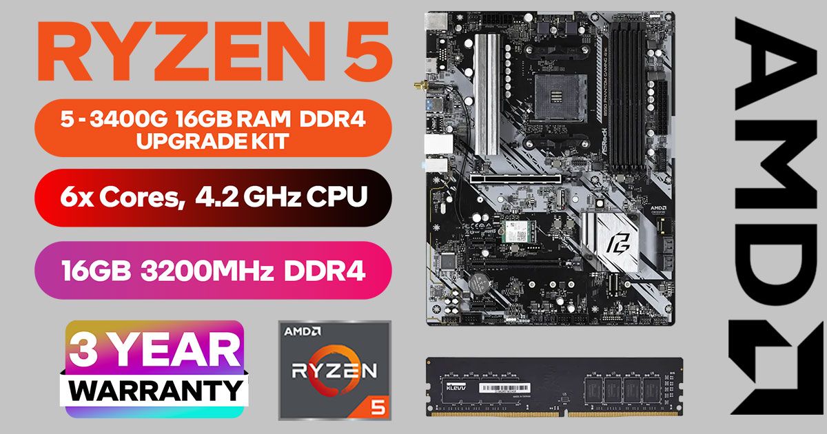 AMD RYZEN 5 3400G Kit — ASRock Phantom B550, 16GB 3200MHz