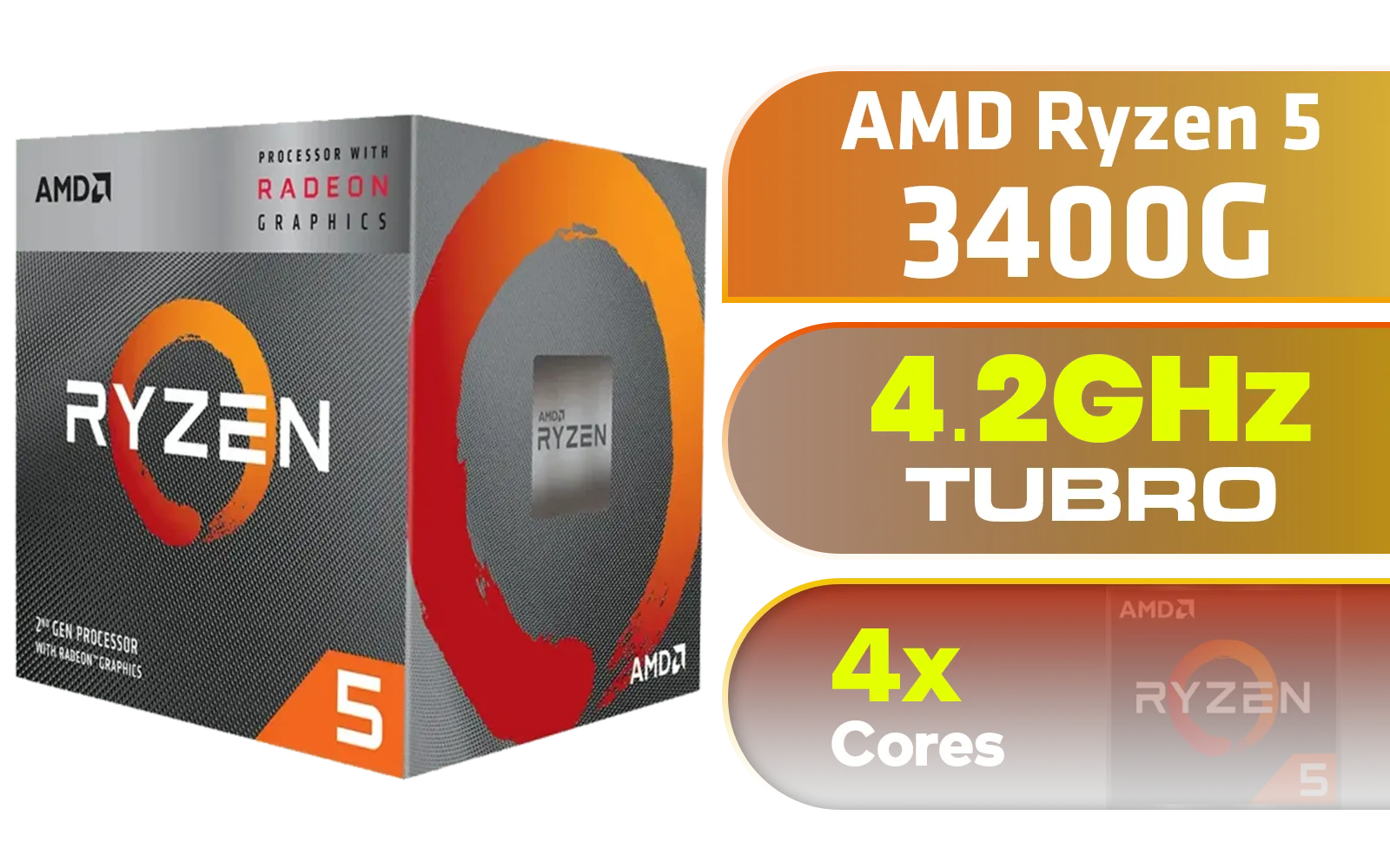AMD Ryzen 5 3400G Processor with Radeon Vega 11 Graphics Processor - Image 1