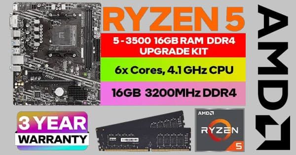 Ryzen 5 3500Xとメモリ16GB セット AMD RYZEN 5 3500 A520M-A PRO Upgrade Kit - 16GB 3200MHz | Evetech
