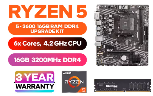 AMD RYZEN 5 3600 A520M A PRO 16GB 3200MHz Upgrade Kit - Image 1