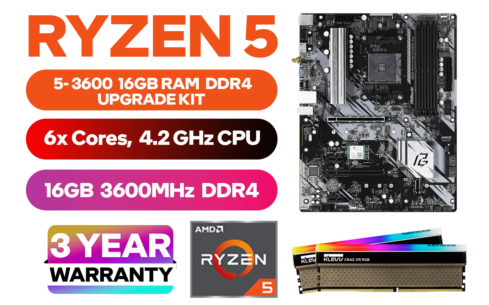 CPU Cpu Ryzen 5 3600X + Asus B550M PC Upgrade Kit AMD Ryzen 5 3600 ASUS PRIME B550M-A - Upgrade
