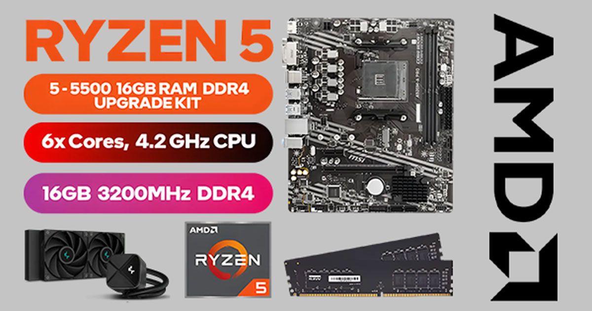 AMD Ryzen 5 5500 A520M PRO 16GB 3200MHz Upgrade Kit - Boost