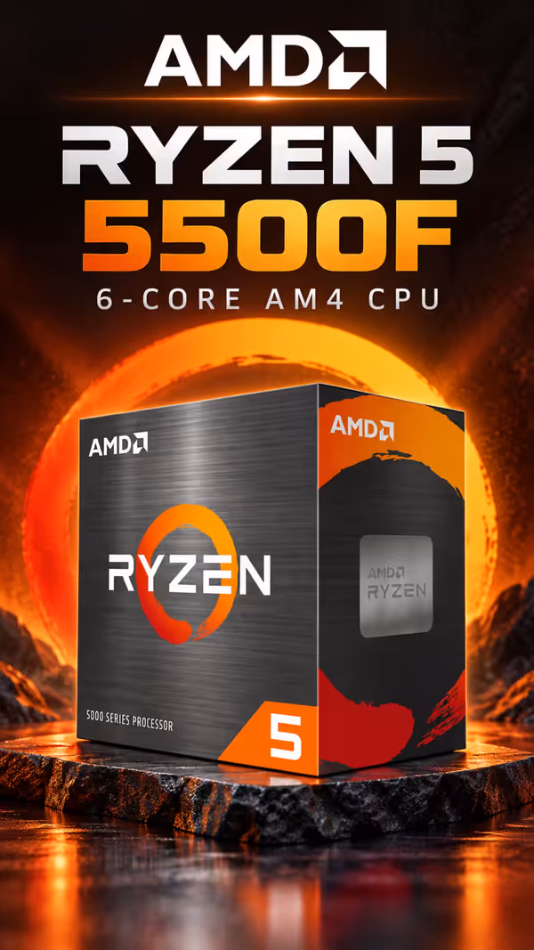 AMD Ryzen 5 5500F 6-Core 12-Threads 3.0GHz (4.4GHz Max Boost) Socket AM4 65W Desktop Processor