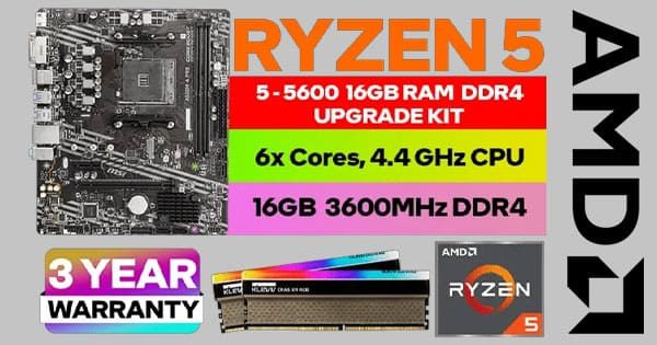 AMD Ryzen 5 5600 A520M A PRO Upgrade Kit - 16GB RGB 3600MHz | Evetech