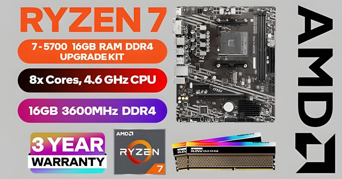 AMD Ryzen 7 5700 A520M A PRO 16GB RGB 3600MHz Upgrade Kit