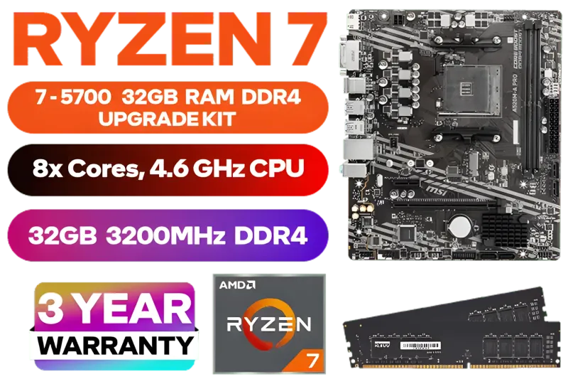 Ryzen7 5700x＆A520M-K ＆DDR4 32GB AMD Ryzen 7 5700X 8-Core, 16-Thread Unlocked Desktop