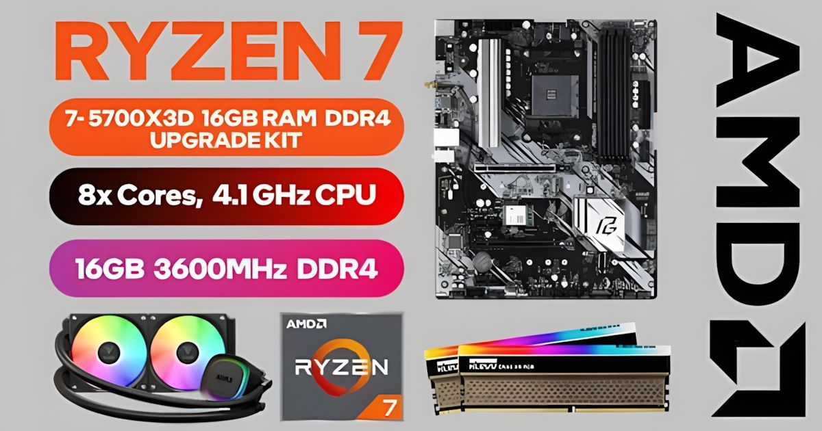 AMD Ryzen 7 5700X3D Upgrade Kit w/ Phantom Gaming B550 & 16GB RAM
