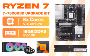 AMD RYZEN 7 7800X3D PRO B840-P WIFI 16GB DDR5 6000MHz Upgrade Kit - MSI PRO B840-P WIFI AMD Ryzen Motherboard + AMD RYZEN 7 7800X3D 100MB GameCache Up to 5.0GHz CPU (OEM No Packaging) + KingSpec 16GB 6000mhz DDR5 Desktop Memory + DeepCool LQ360 CPU Liquid Cooler - Image 1