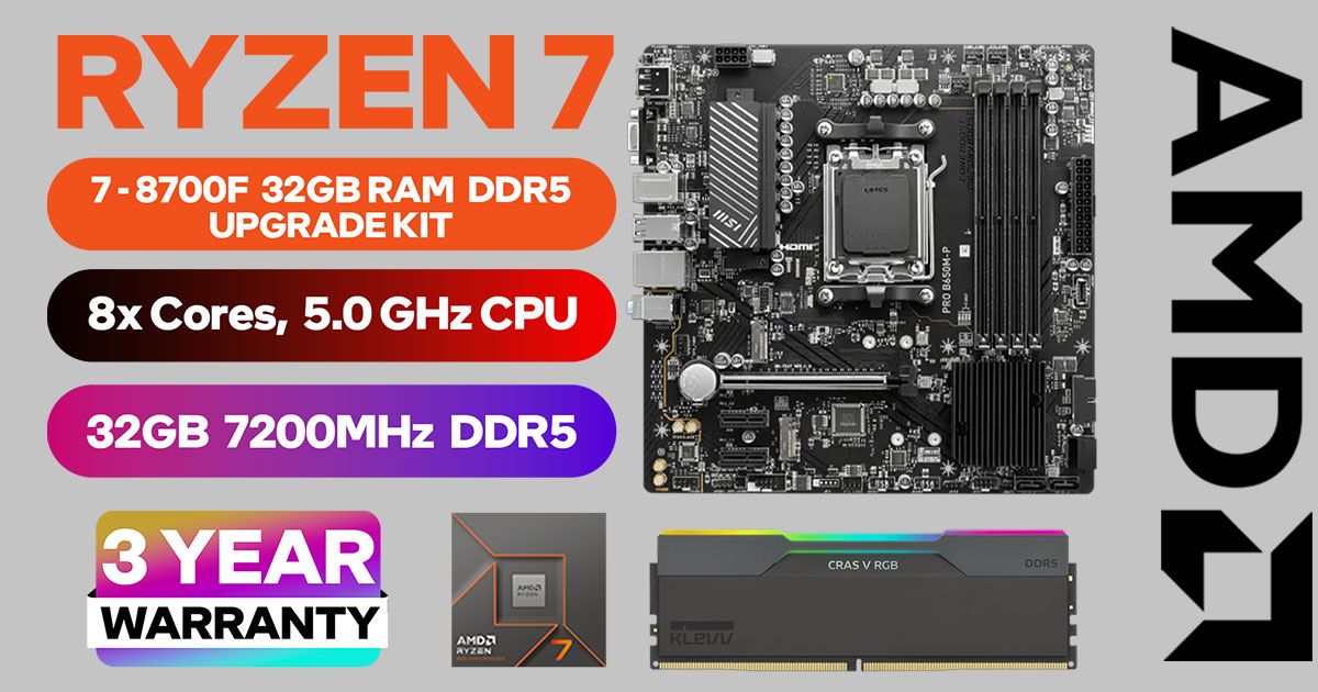 AMD Ryzen 7 8700F Kit — MSI B650M-P, 32GB DDR5-7200