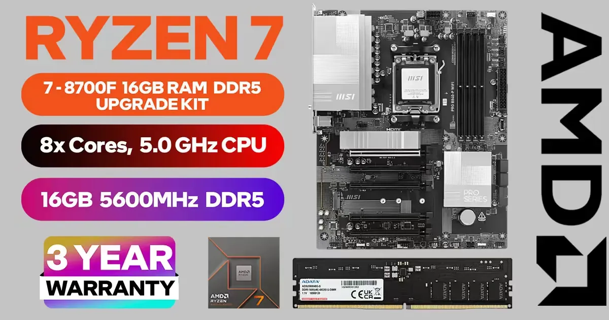AMD Ryzen 7 8700F + MSI B840-P WiFi Upgrade Kit | Evetech