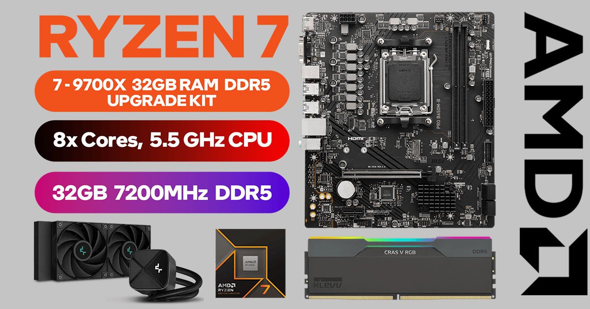 AMD Ryzen 7 9700X Kit — B650M, 32GB DDR5 7200MHz