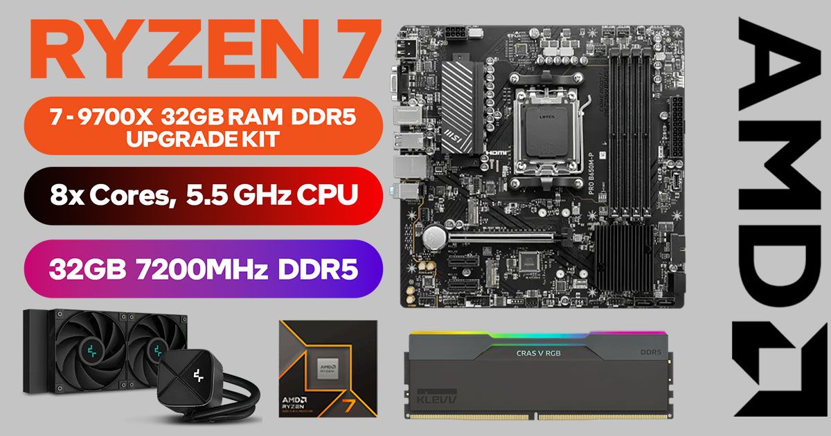 AMD RYZEN 7 9700X 32GB DDR5 7200MHz Upgrade Kit - MSI B650M