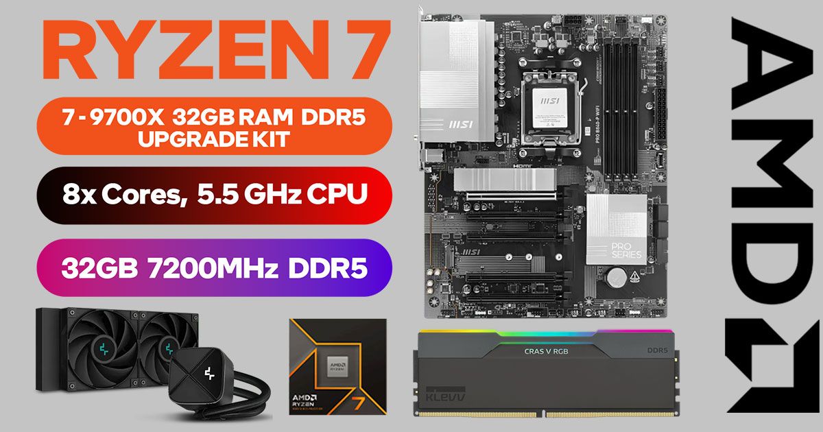 AMD RYZEN 7 9700X Kit — MSI B840-P WiFi, 32GB DDR5 7200MHz